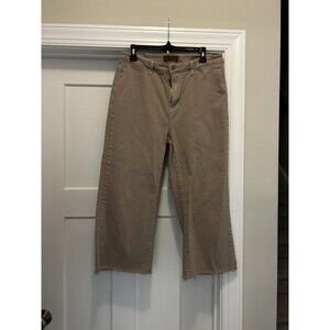 Judy Blue Wide Leg Crop Jeans Women’s  13/31 Tan Beige Garment Dyed Frayed Hem